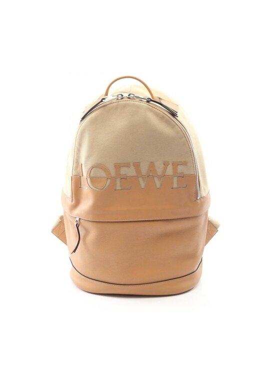 Loewe Backpack Round Beige Canvas Leather main image 6